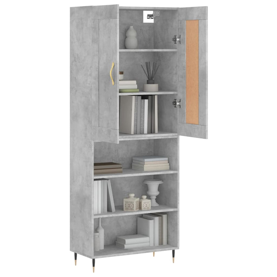 Hoge kast 69,5x34x180 cm bewerkt hout betongrijs