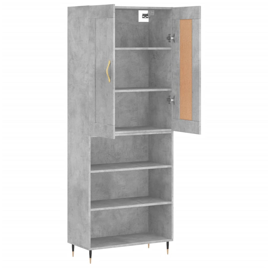 Hoge kast 69,5x34x180 cm bewerkt hout betongrijs