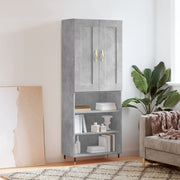 Hoge kast 69,5x34x180 cm bewerkt hout betongrijs