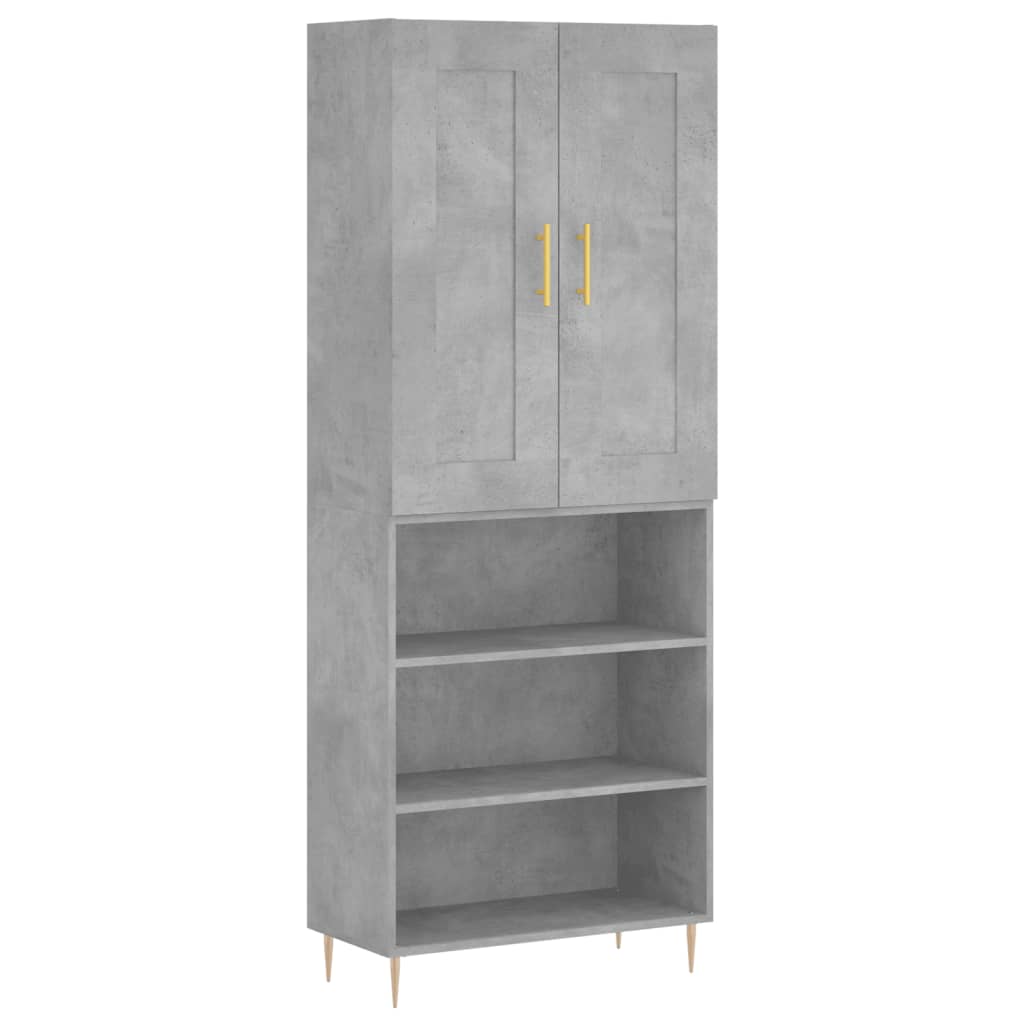 Hoge Kast 69,5X34X180 Cm Bewerkt Hout Betongrijs