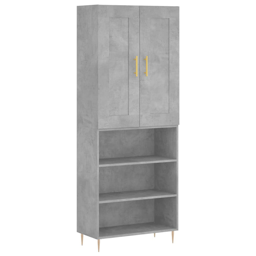 Hoge Kast 69,5X34X180 Cm Bewerkt Hout Betongrijs