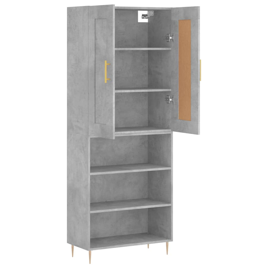 Hoge Kast 69,5X34X180 Cm Bewerkt Hout Betongrijs