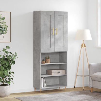 Hoge Kast 69,5X34X180 Cm Bewerkt Hout Betongrijs