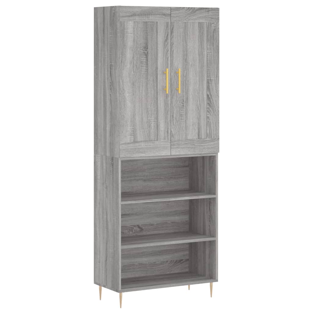 Hoge Kast 69,5X34X180 Cm Bewerkt Hout Eikenkleurig Grijs sonoma
