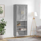 Hoge kast 69,5x34x180 cm bewerkt hout grijs