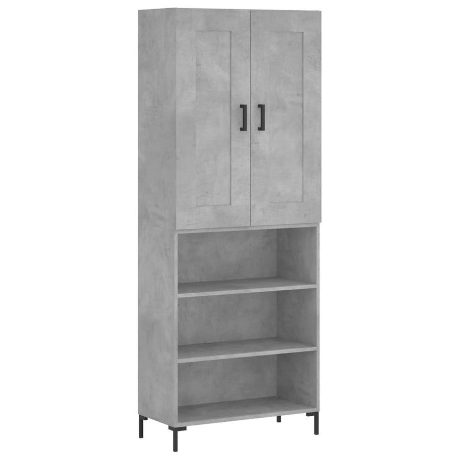 Hoge Kast 69,5X34X180 Cm Bewerkt Hout Betongrijs