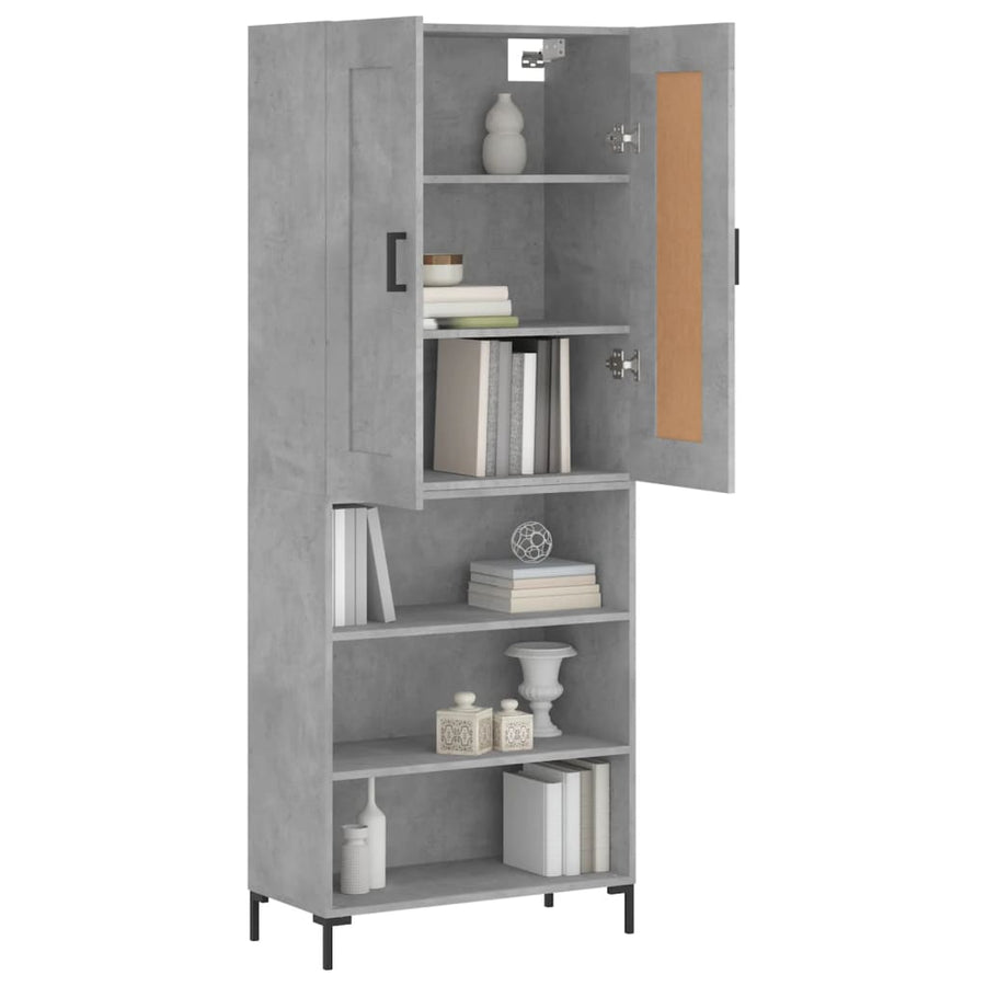 Hoge Kast 69,5X34X180 Cm Bewerkt Hout Betongrijs