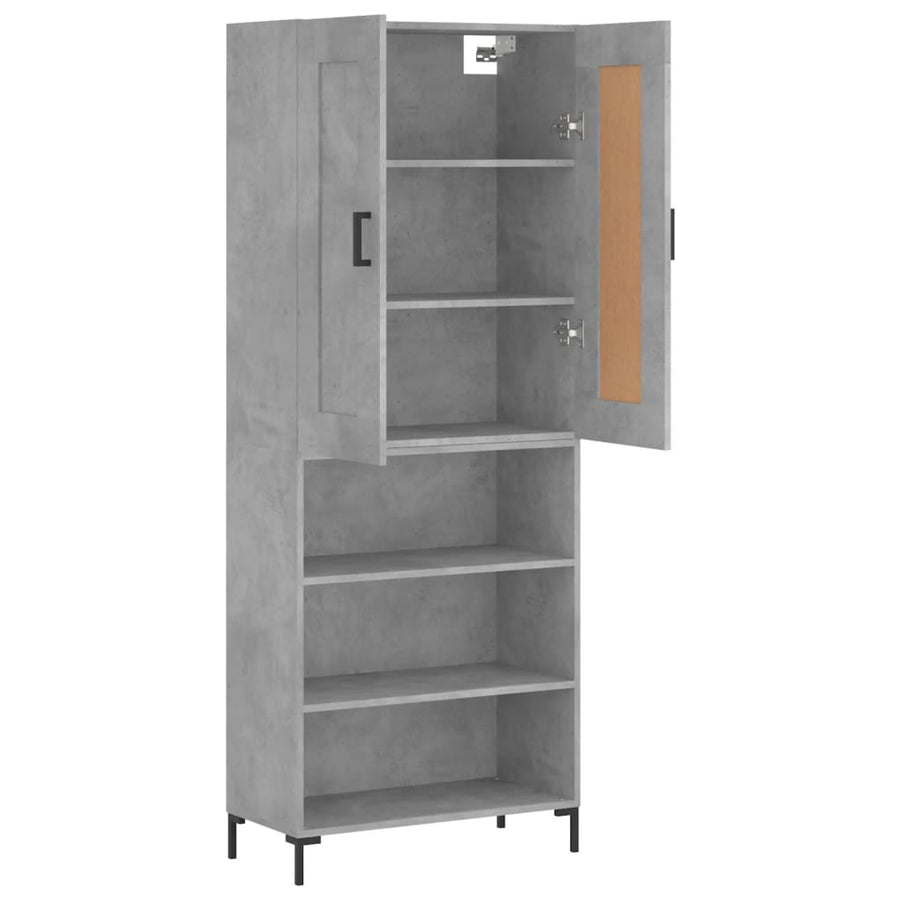 Hoge Kast 69,5X34X180 Cm Bewerkt Hout Betongrijs