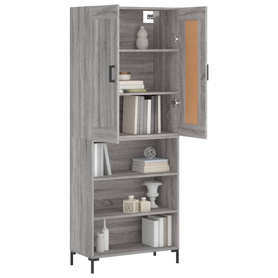 Hoge Kast 69,5X34X180 Cm Bewerkt Hout Grijs Sonoma Eikenkleurig
