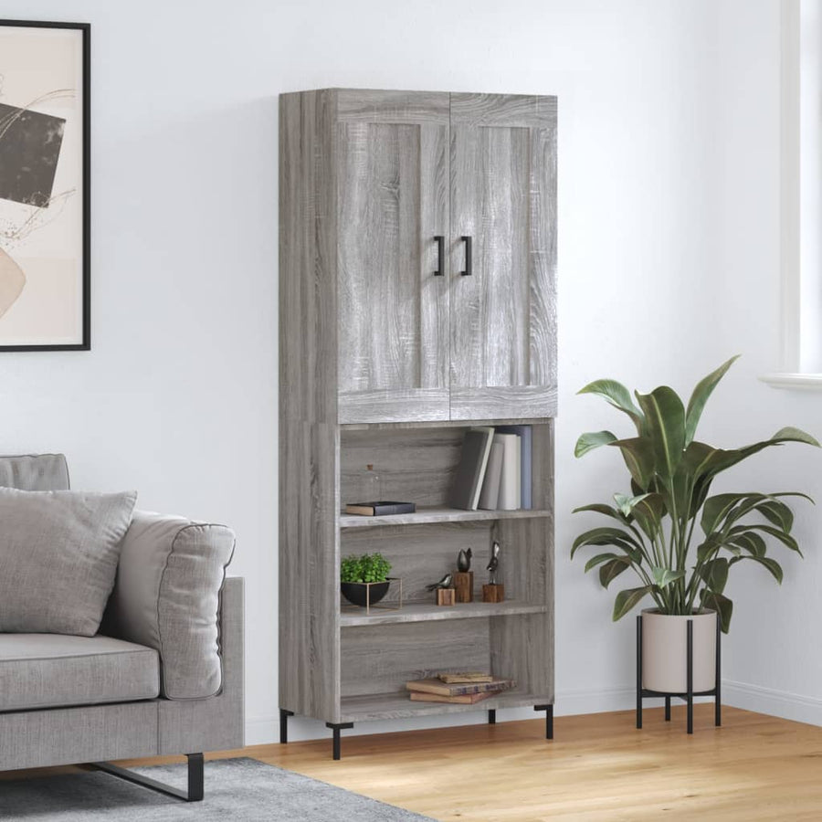Hoge Kast 69,5X34X180 Cm Bewerkt Hout Grijs Sonoma Eikenkleurig