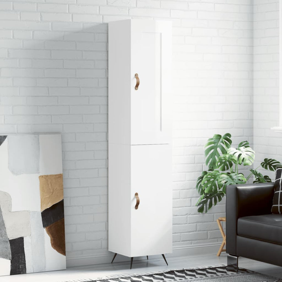 Hoge Kast 34,5X34X180 Cm Bewerkt Hout Hoogglans Wit