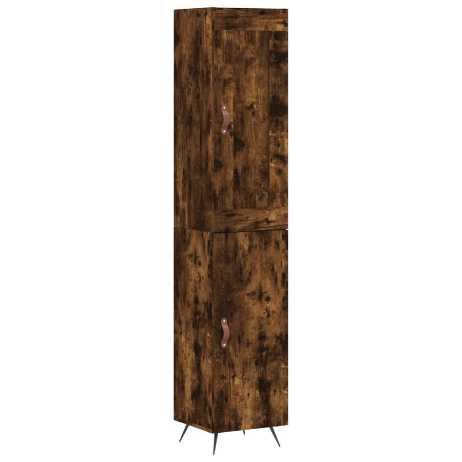 Hoge Kast 34,5X34X180 Cm Bewerkt Hout Kleurig Gerookt eiken