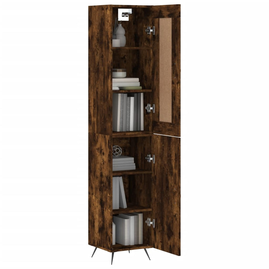 Hoge Kast 34,5X34X180 Cm Bewerkt Hout Kleurig Gerookt eiken