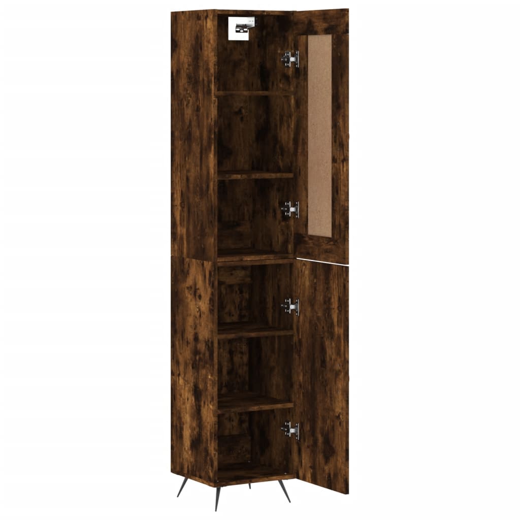 Hoge Kast 34,5X34X180 Cm Bewerkt Hout Kleurig Gerookt eiken