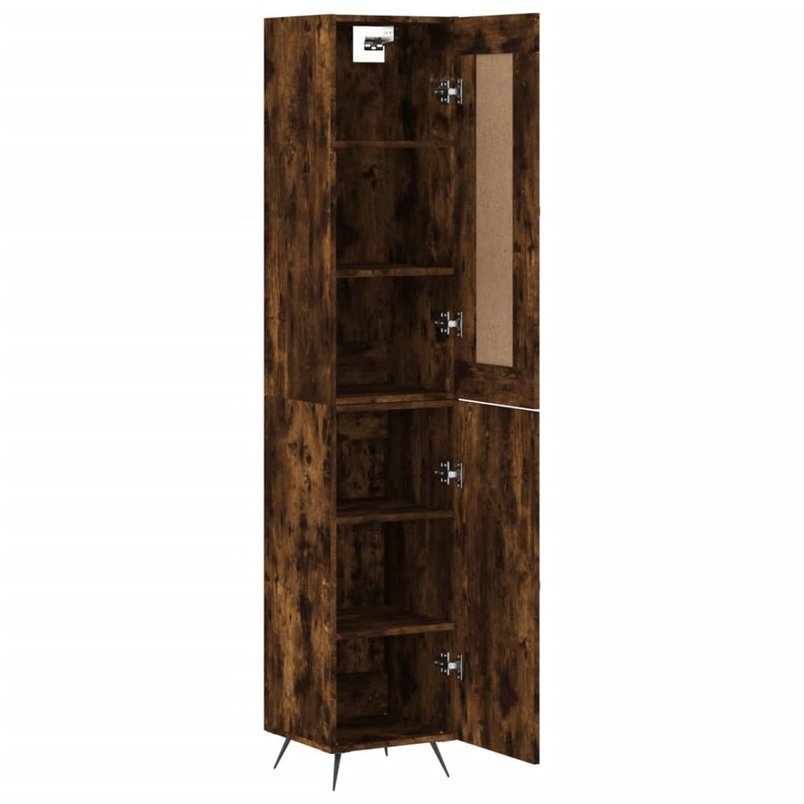 Hoge Kast 34,5X34X180 Cm Bewerkt Hout Kleurig Gerookt eiken