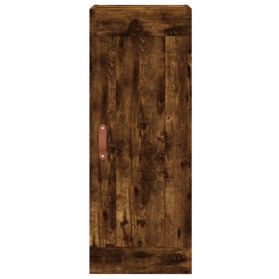 Hoge Kast 34,5X34X180 Cm Bewerkt Hout Kleurig Gerookt eiken