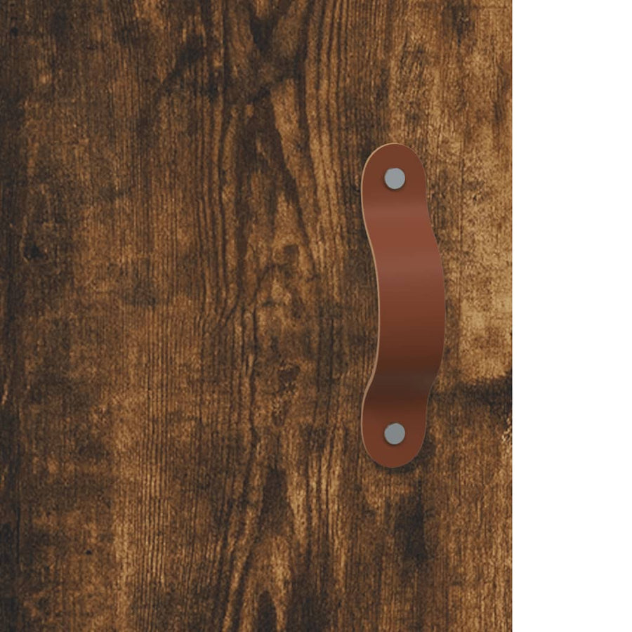 Hoge Kast 34,5X34X180 Cm Bewerkt Hout Kleurig Gerookt eiken