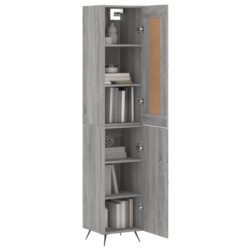 Hoge Kast 34,5X34X180 Cm Bewerkt Hout Eikenkleurig Grijs sonoma