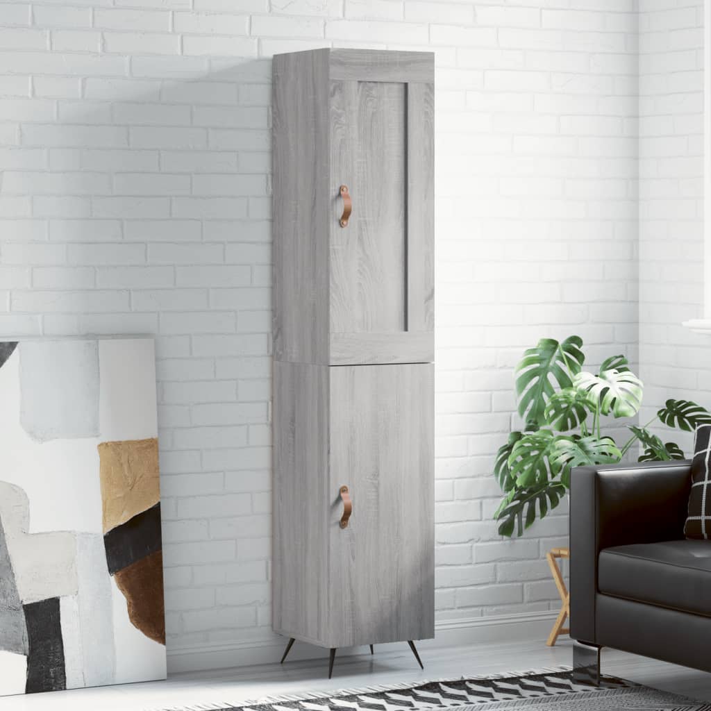 Hoge Kast 34,5X34X180 Cm Bewerkt Hout Eikenkleurig Grijs sonoma