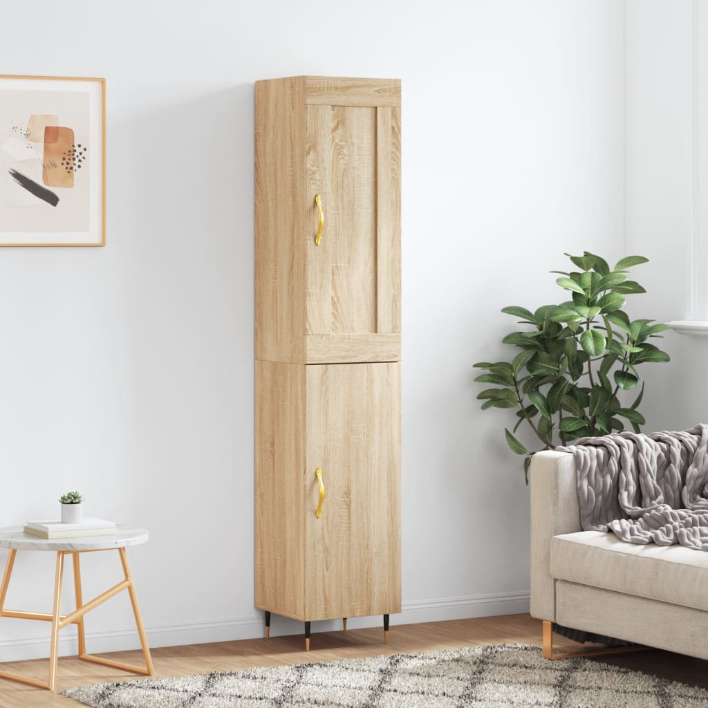 Hoge Kast 34,5X34X180 Cm Bewerkt Hout Sonoma Eikenkleurig