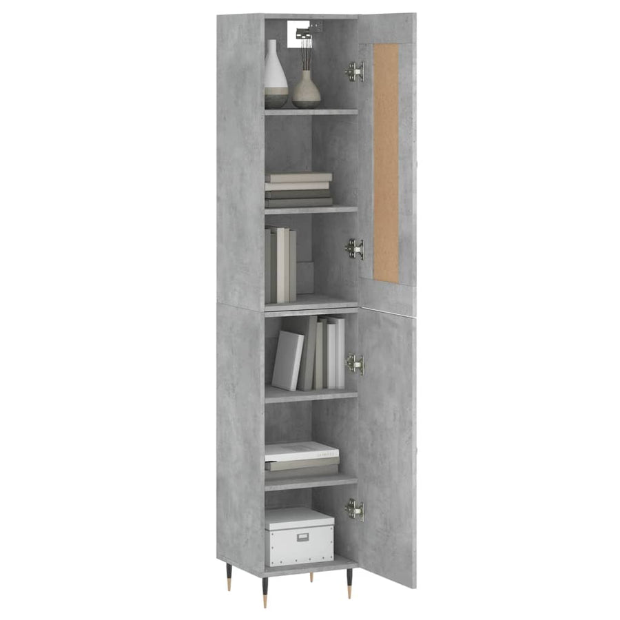 Hoge Kast 34,5X34X180 Cm Bewerkt Hout Betongrijs