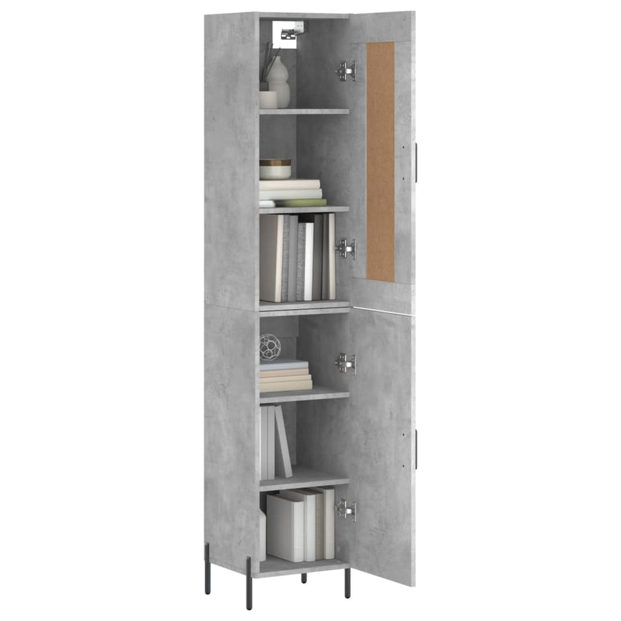 Hoge Kast 34,5X34X180 Cm Bewerkt Hout Betongrijs