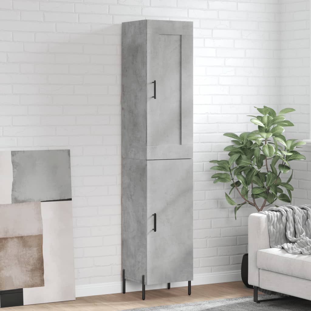 Hoge Kast 34,5X34X180 Cm Bewerkt Hout Betongrijs