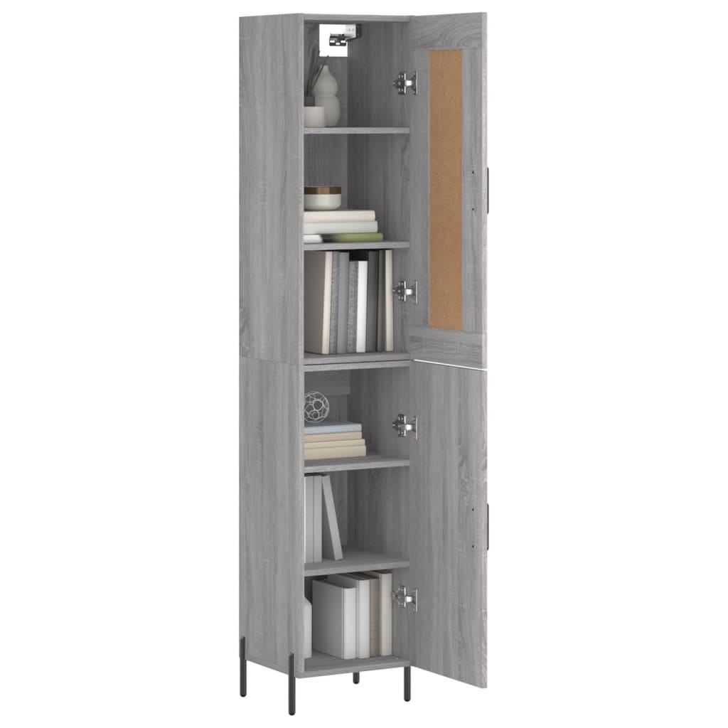Hoge Kast 34,5X34X180 Cm Bewerkt Hout Grijs Sonoma Eikenkleurig