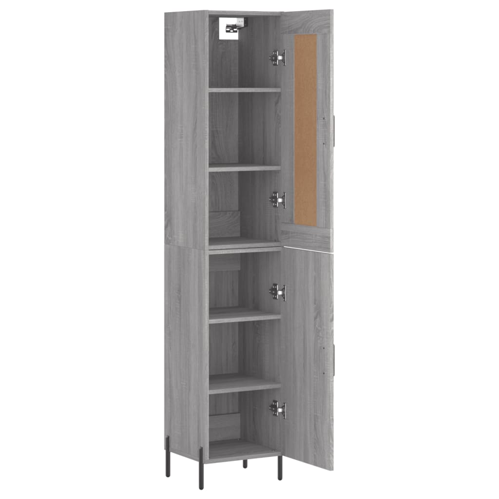 Hoge Kast 34,5X34X180 Cm Bewerkt Hout Grijs Sonoma Eikenkleurig