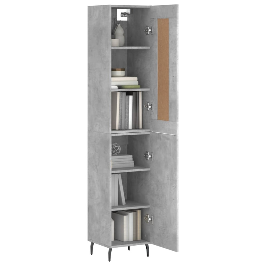 Hoge Kast 34,5X34X180 Cm Bewerkt Hout Betongrijs
