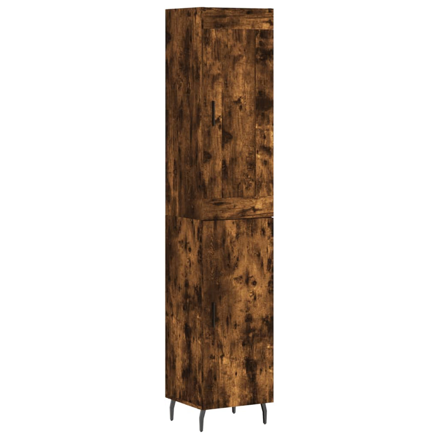 Hoge Kast 34,5X34X180 Cm Bewerkt Hout Kleurig Gerookt eiken
