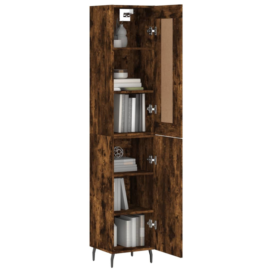 Hoge Kast 34,5X34X180 Cm Bewerkt Hout Kleurig Gerookt eiken