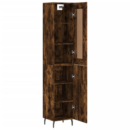 Hoge Kast 34,5X34X180 Cm Bewerkt Hout Kleurig Gerookt eiken