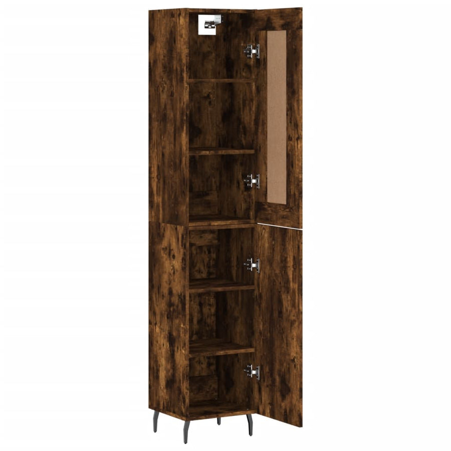Hoge Kast 34,5X34X180 Cm Bewerkt Hout Kleurig Gerookt eiken