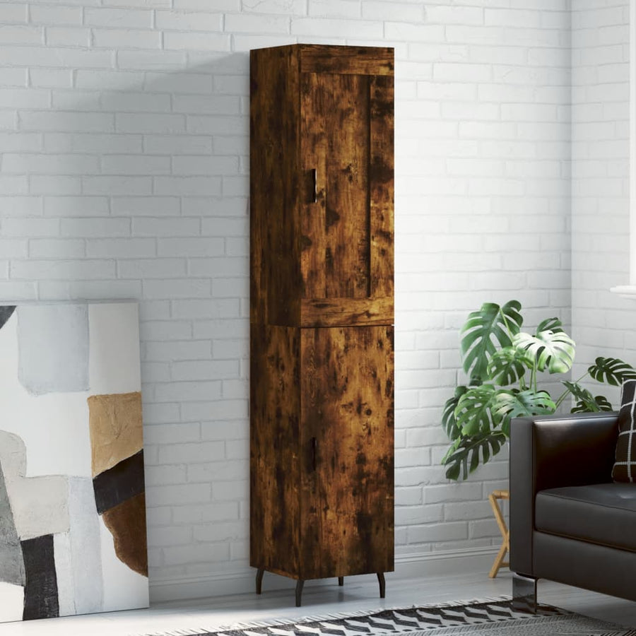 Hoge Kast 34,5X34X180 Cm Bewerkt Hout Kleurig Gerookt eiken