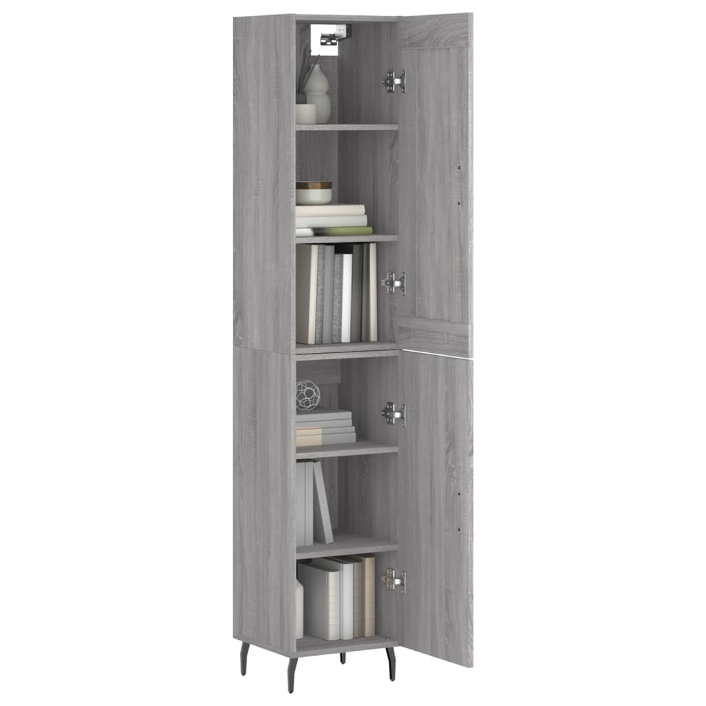 Hoge Kast 34,5X34X180 Cm Bewerkt Hout Grijs Sonoma Eikenkleurig
