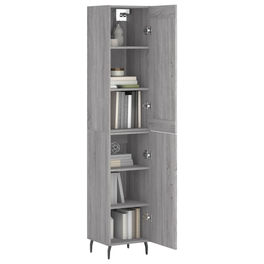 Hoge Kast 34,5X34X180 Cm Bewerkt Hout Grijs Sonoma Eikenkleurig