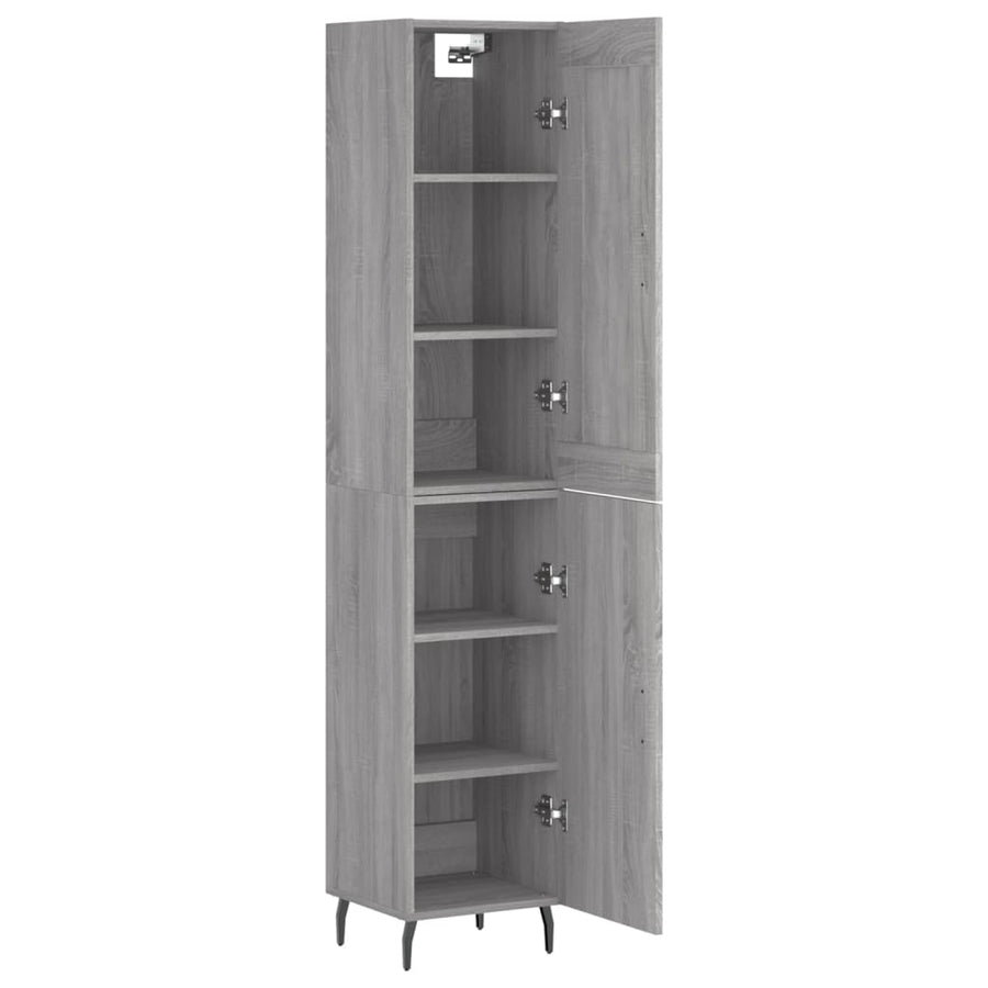Hoge Kast 34,5X34X180 Cm Bewerkt Hout Grijs Sonoma Eikenkleurig
