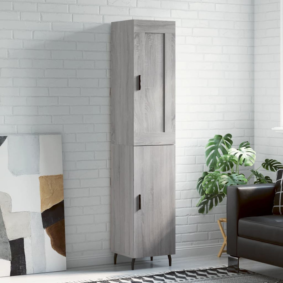 Hoge Kast 34,5X34X180 Cm Bewerkt Hout Grijs Sonoma Eikenkleurig