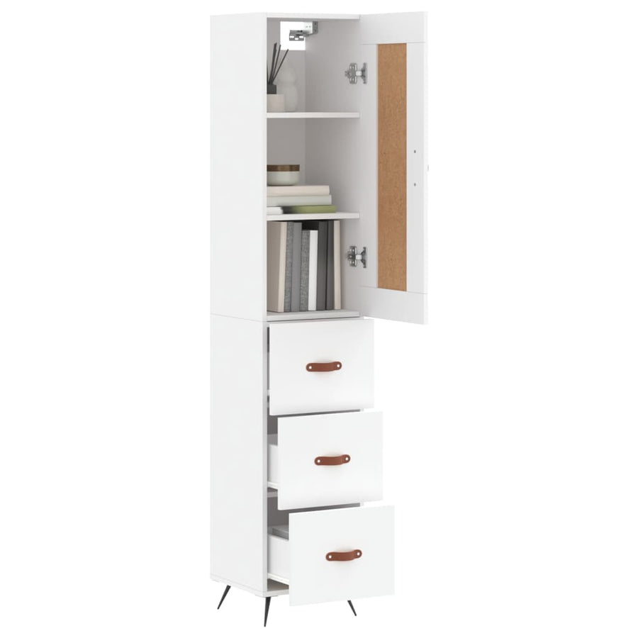 Hoge Kast 34,5X34X180 Cm Bewerkt Hout Wit