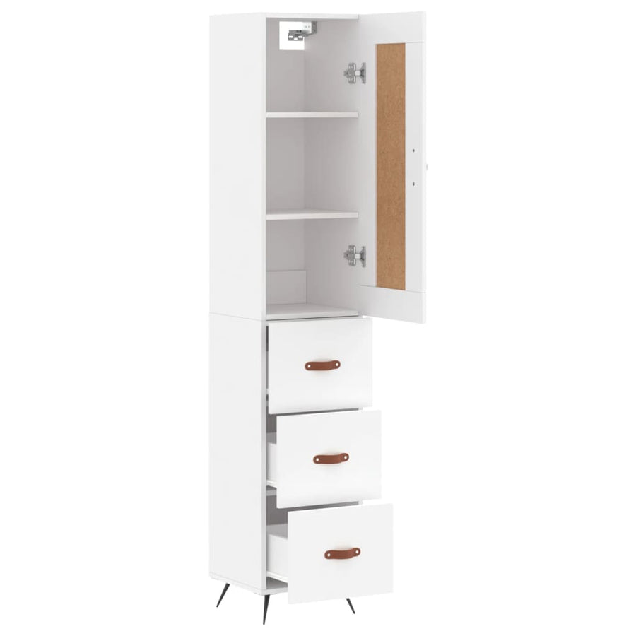 Hoge Kast 34,5X34X180 Cm Bewerkt Hout Wit
