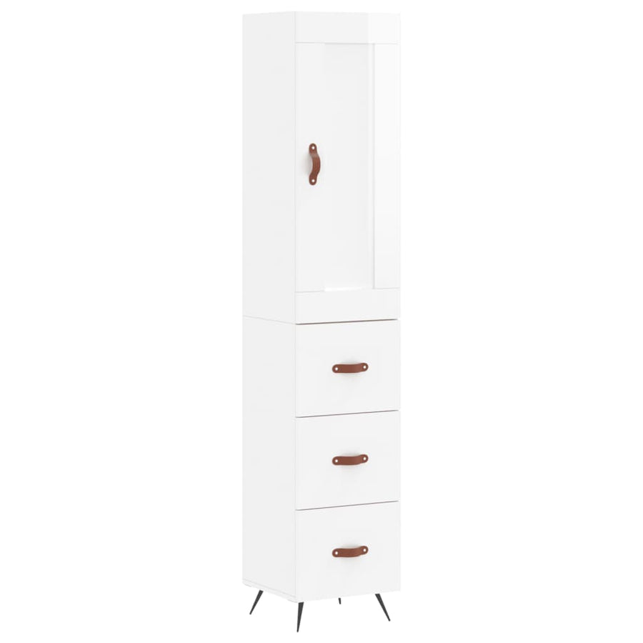 Hoge Kast 34,5X34X180 Cm Bewerkt Hout Hoogglans Wit