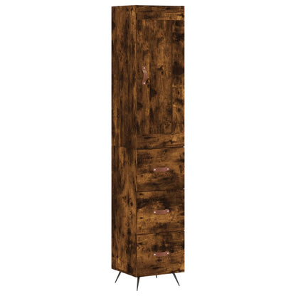 Hoge Kast 34,5X34X180 Cm Bewerkt Hout Kleurig Gerookt eiken