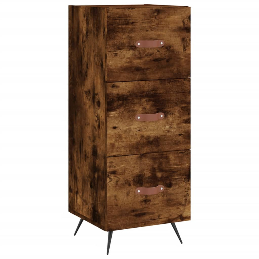 Hoge Kast 34,5X34X180 Cm Bewerkt Hout Kleurig Gerookt eiken