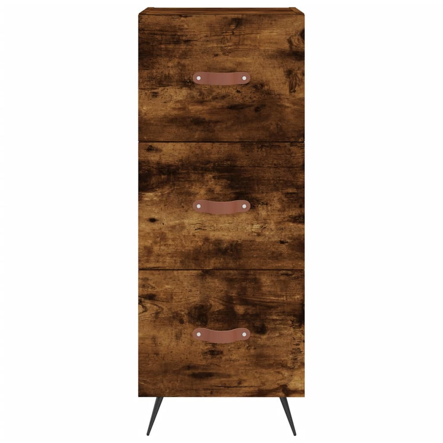 Hoge Kast 34,5X34X180 Cm Bewerkt Hout Kleurig Gerookt eiken
