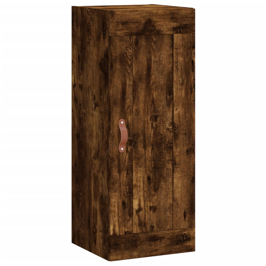 Hoge Kast 34,5X34X180 Cm Bewerkt Hout Kleurig Gerookt eiken
