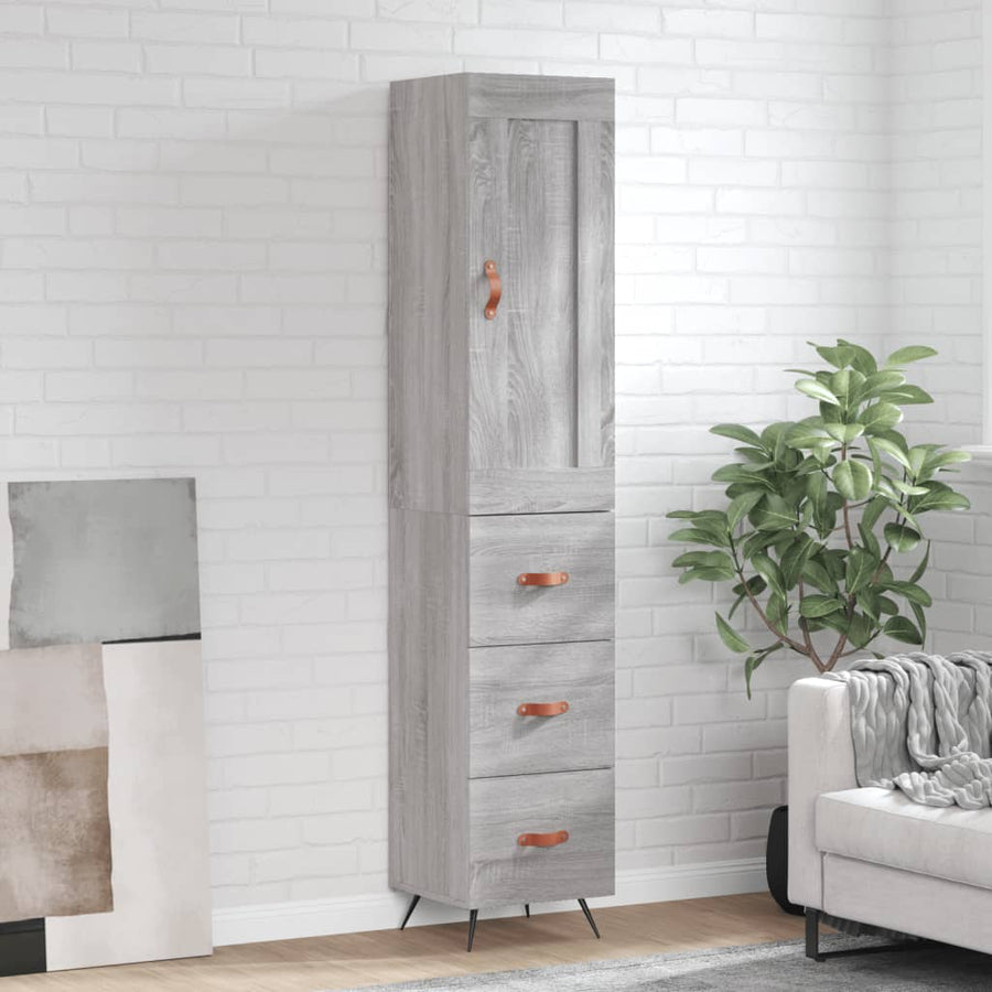 Hoge Kast 34,5X34X180 Cm Bewerkt Hout Grijs Sonoma Eikenkleurig