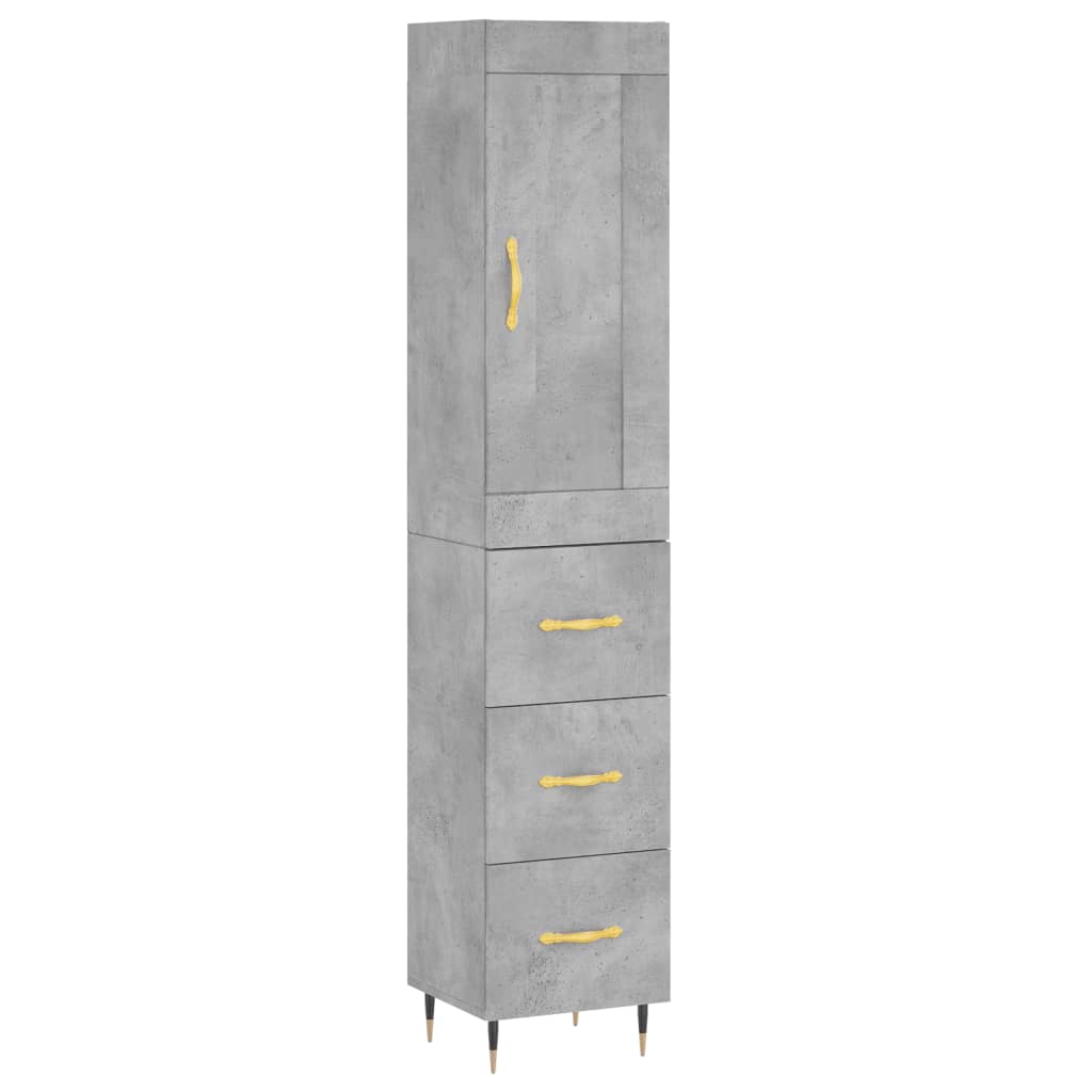 Hoge Kast 34,5X34X180 Cm Bewerkt Hout Betongrijs