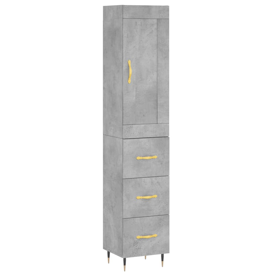 Hoge Kast 34,5X34X180 Cm Bewerkt Hout Betongrijs