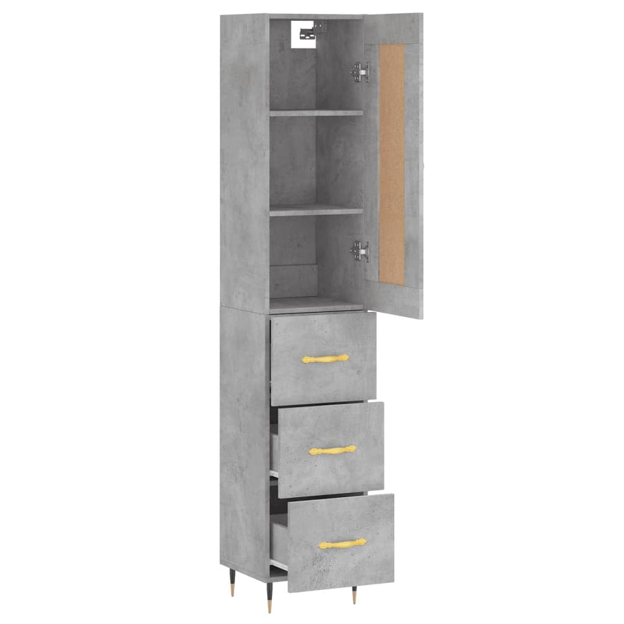 Hoge Kast 34,5X34X180 Cm Bewerkt Hout Betongrijs